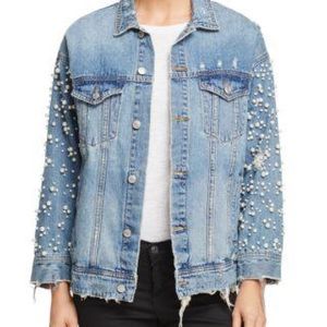 Pearl detailed denim jacket